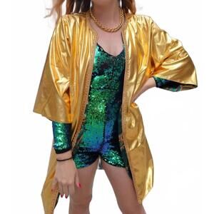 NEW STANDAWT unisex sol reversible rave kimono in gold